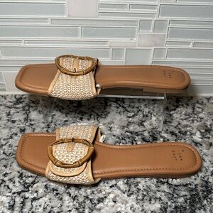 A New Day Bennie Buckle Cream Slide Sandals - 11